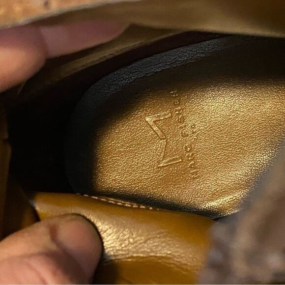 Marc Fisher Yatina Brown camel Leather suede Ankle Booties pointed toe -7.5M - Picture 7 of 13